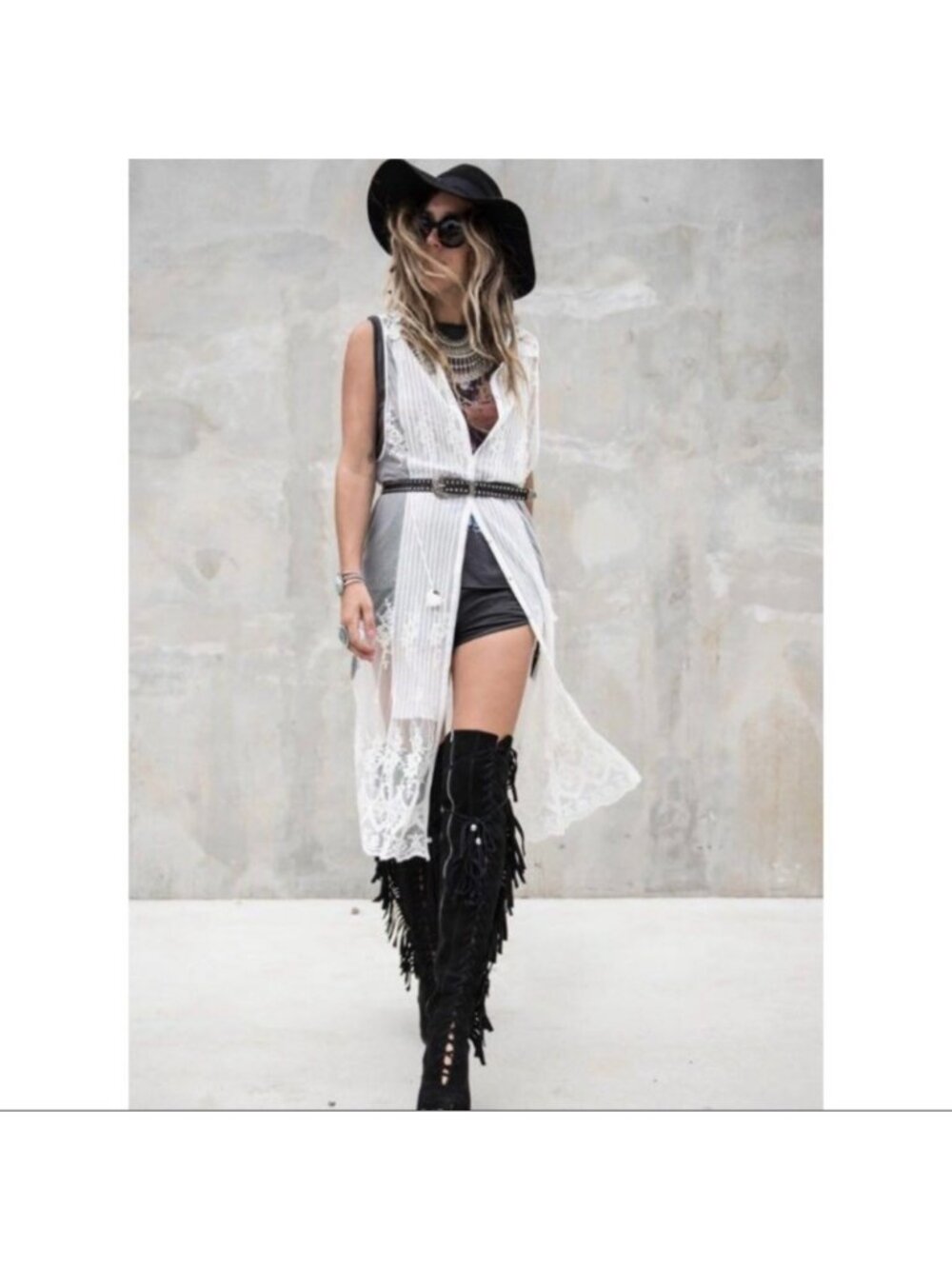 Spell VGUC Ophelia Cream Lace Duster Vest in Small - Picture 3 of 9
